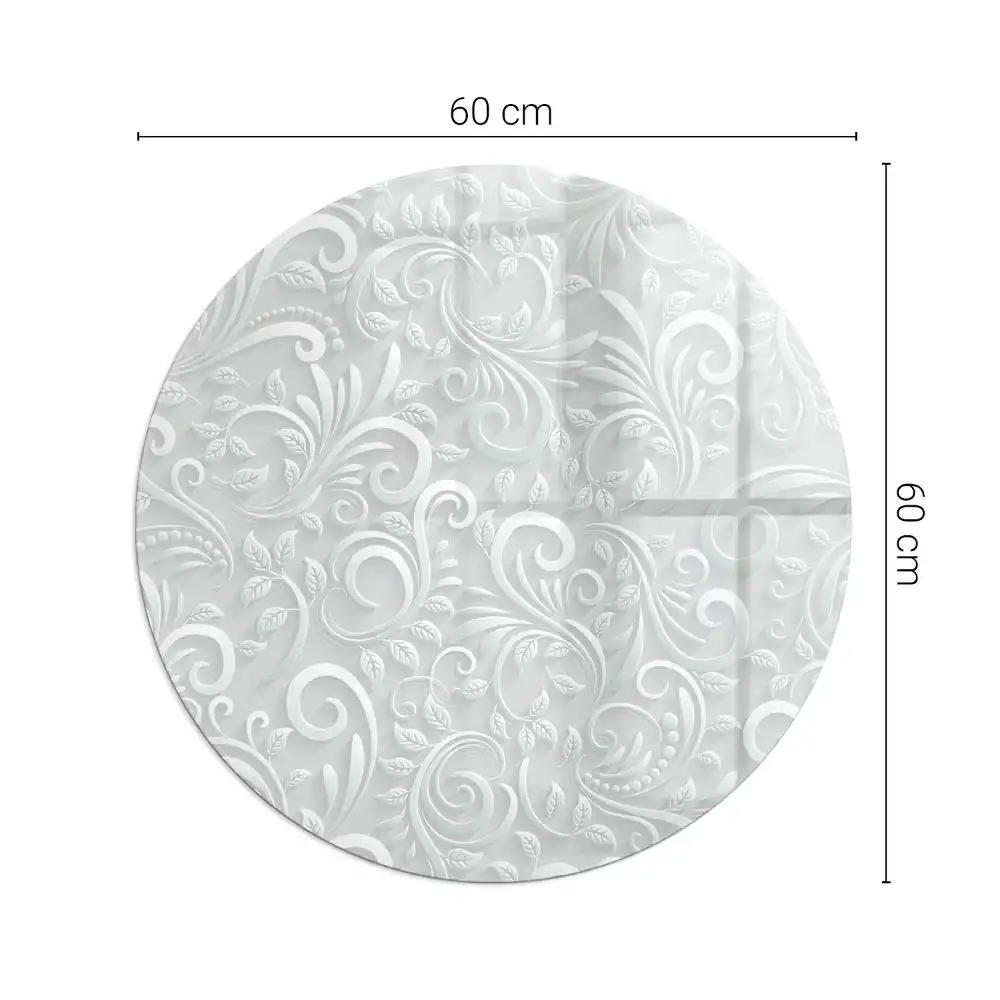 Placă de protecție rotundă din sticlă securizată pentru sobă cu model floral