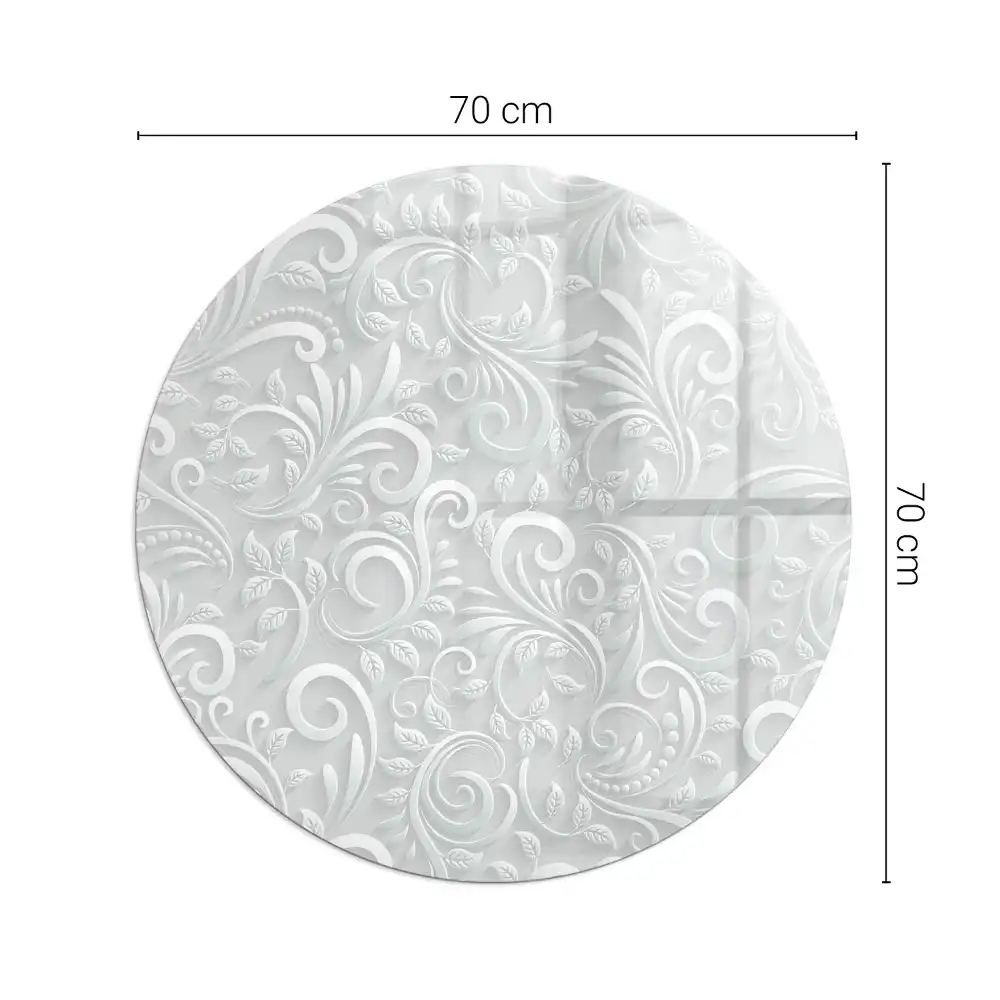 Placă de protecție rotundă din sticlă securizată pentru sobă cu model floral