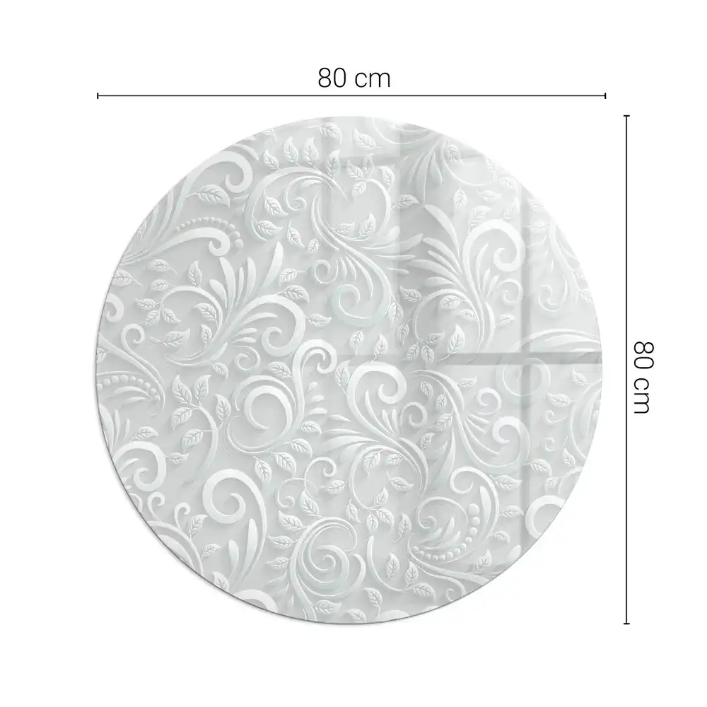 Placă de protecție rotundă din sticlă securizată pentru sobă cu model floral