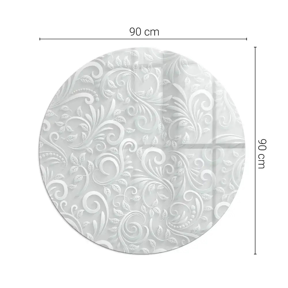 Placă de protecție rotundă din sticlă securizată pentru sobă cu model floral