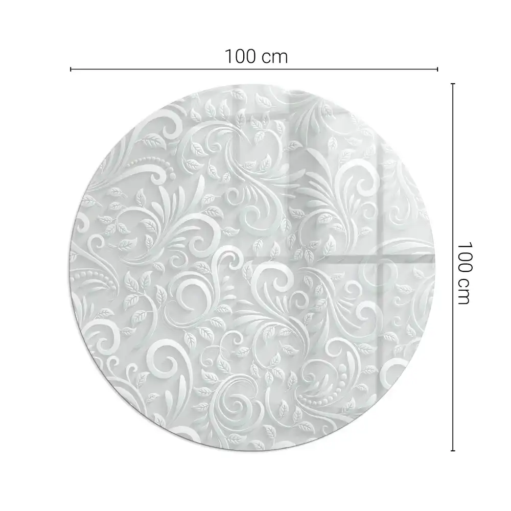 Placă de protecție rotundă din sticlă securizată pentru sobă cu model floral