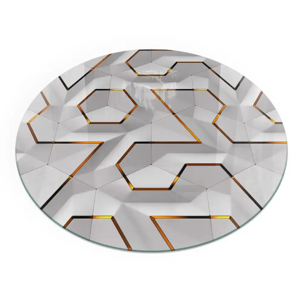 Placă de protecție din sticlă securizată pentru sobă cu model geometric 3D