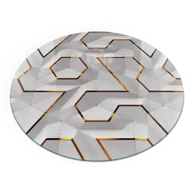 Placă de protecție din sticlă securizată pentru sobă cu model geometric 3D