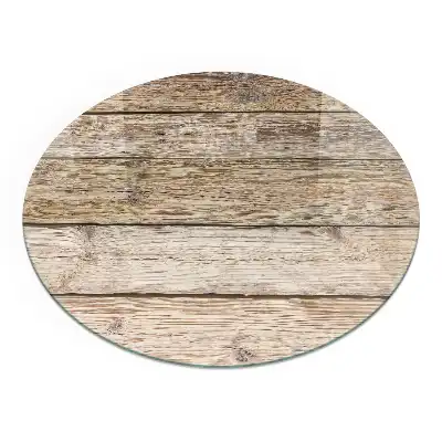 Placă rotundă de protecție pentru șemineu cu aspect de scânduri din lemn natural