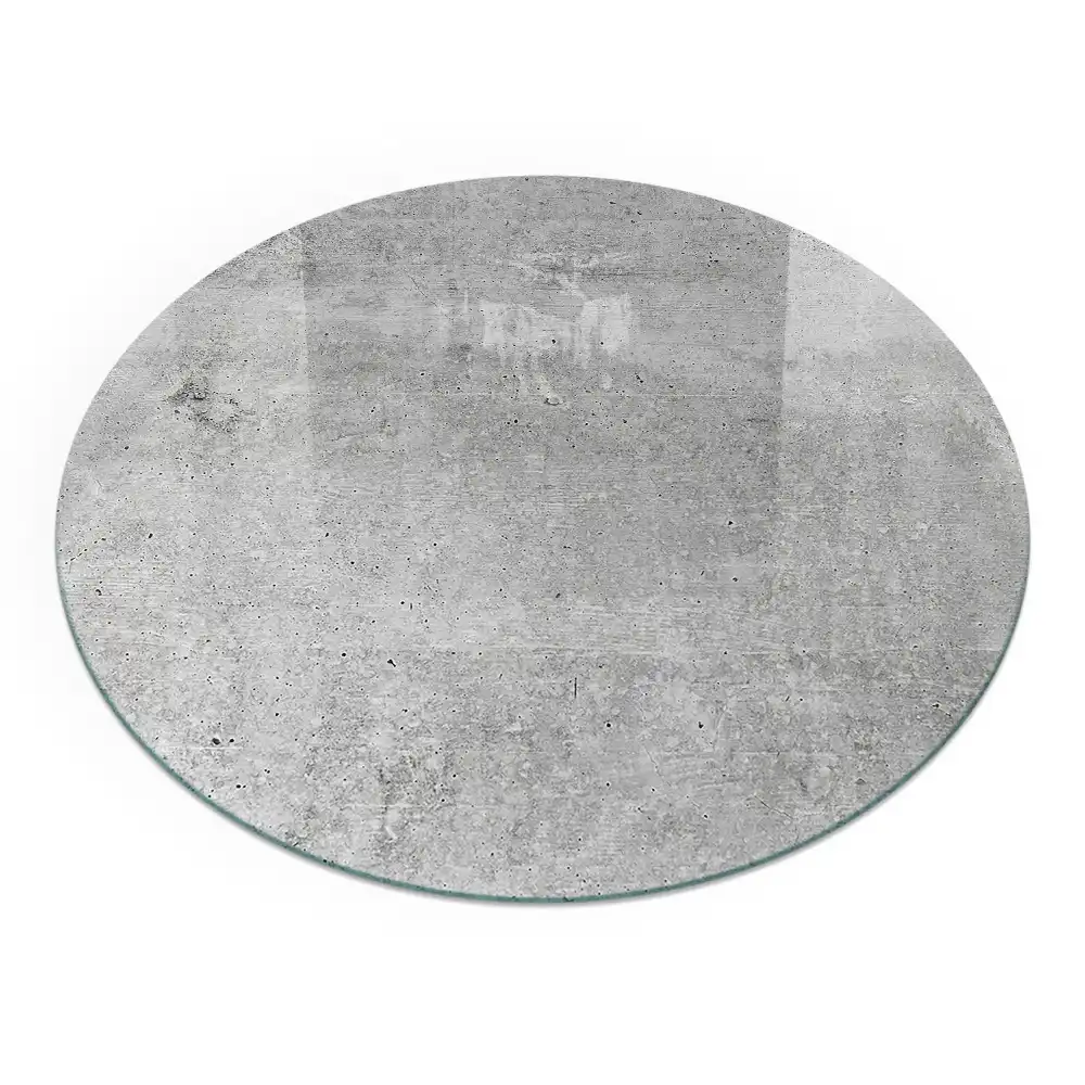 Placă de protecție rotundă din sticlă securizată cu textură de beton brut pentru sobă