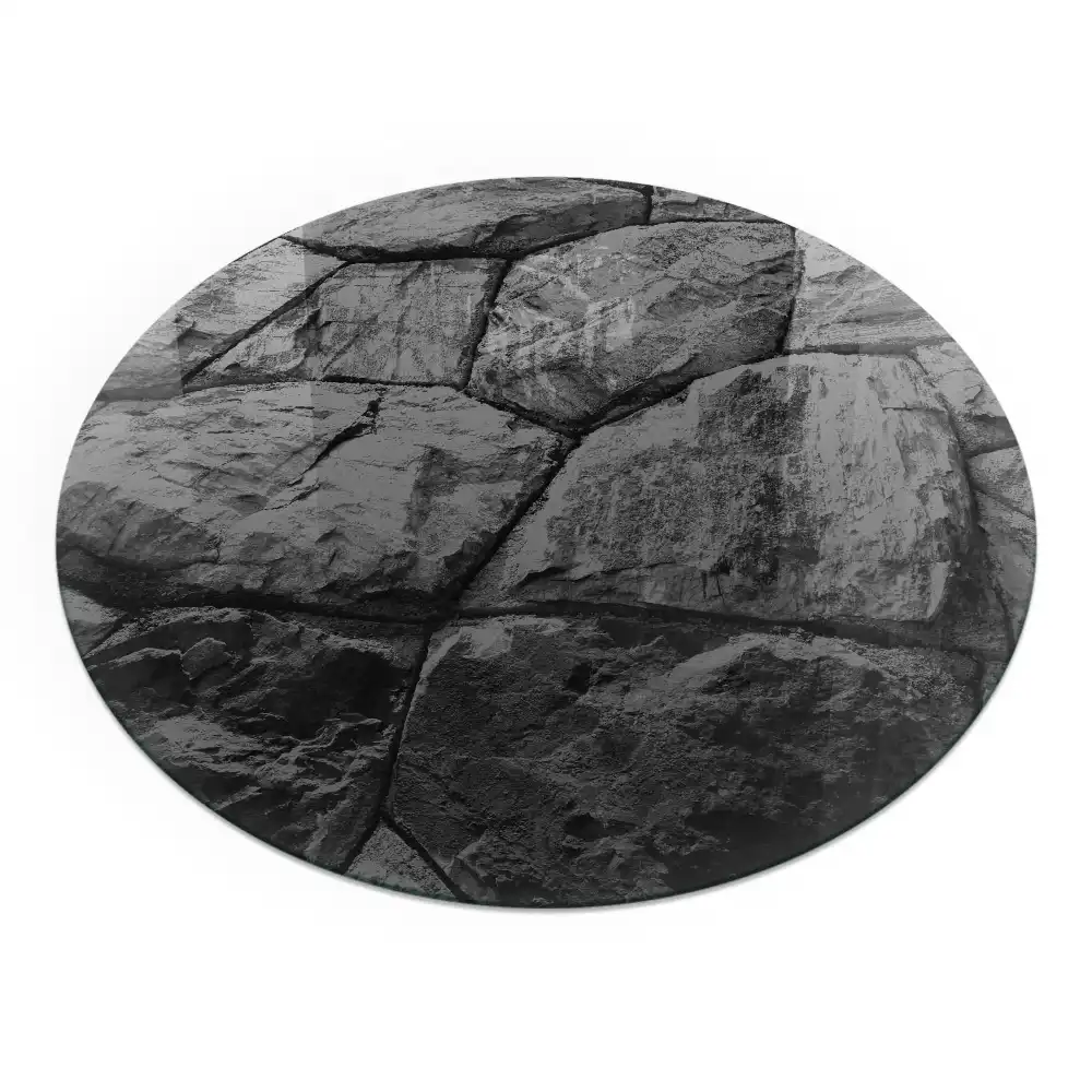 Placă de protecție rotundă din sticlă securizată cu model de piatră naturală pentru sobă