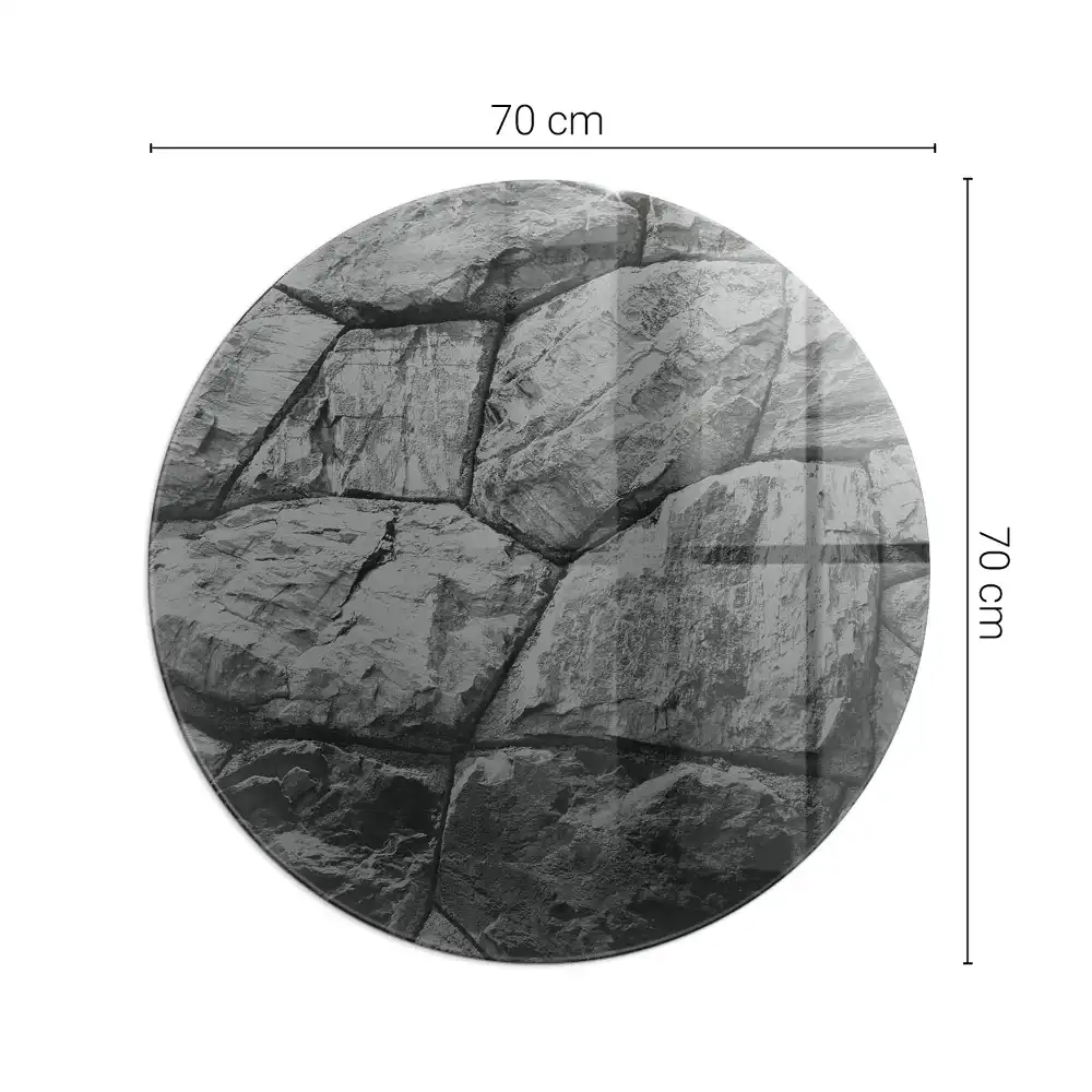 Placă de protecție rotundă din sticlă securizată cu model de piatră naturală pentru sobă