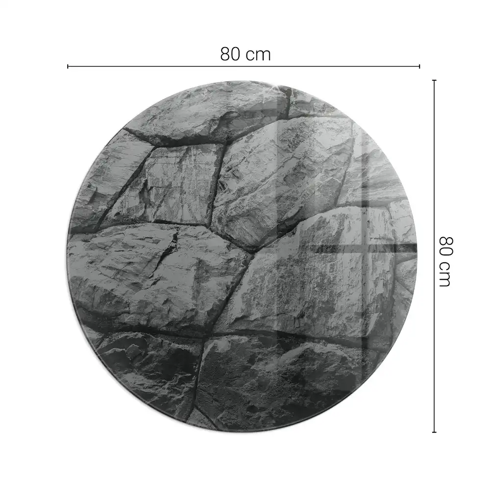 Placă de protecție rotundă din sticlă securizată cu model de piatră naturală pentru sobă