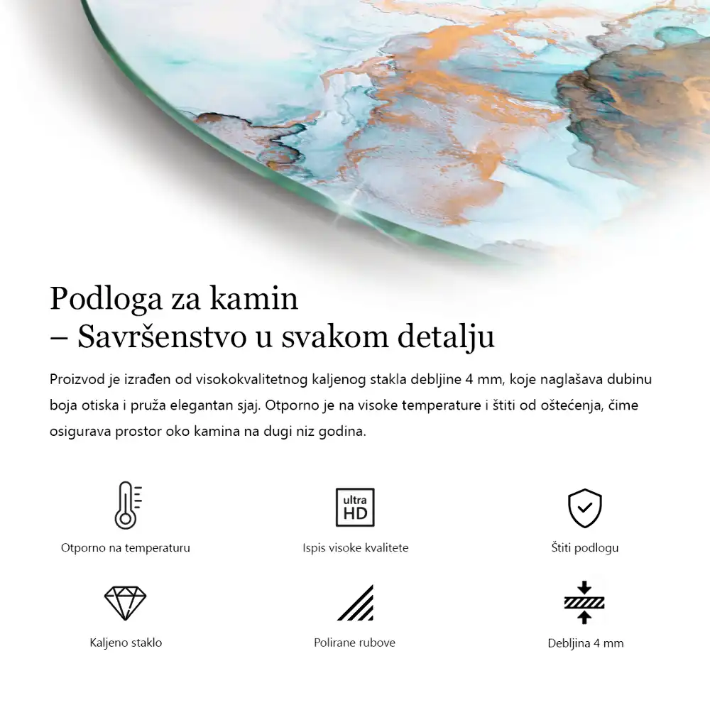 Placă de protecție rotundă pentru șemineu cu model din piatră naturală