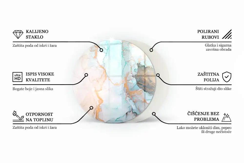Placă de protecție rotundă pentru șemineu de culoare maro