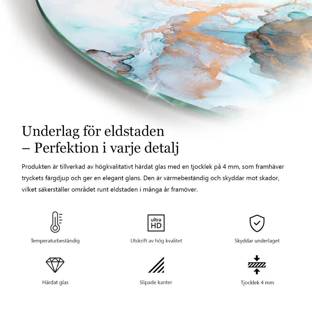 Placă de protecție rotundă pentru șemineu de culoare maro