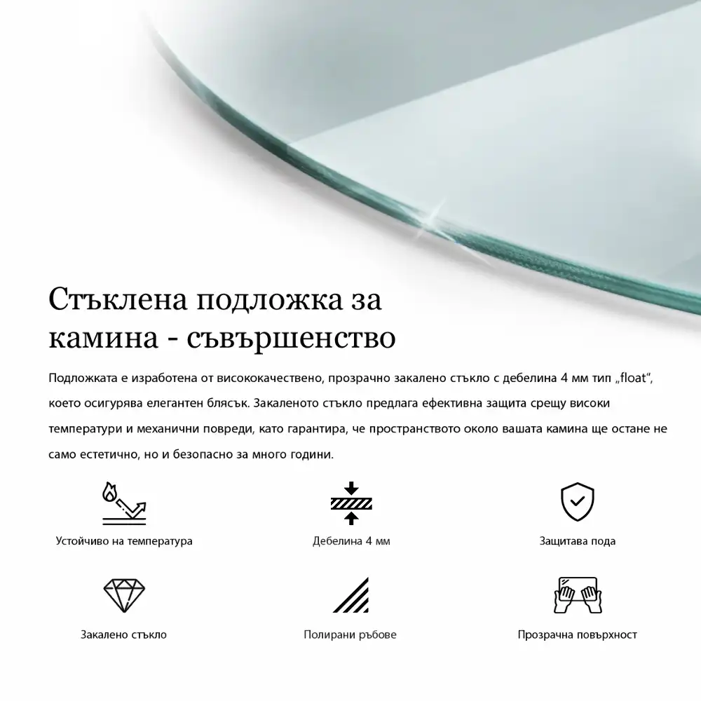 Protecție transparentă rotundă pentru sobă