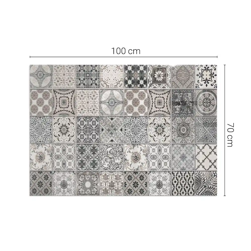 Placă dreptunghiulară din sticlă pentru șemineu cu design decorativ