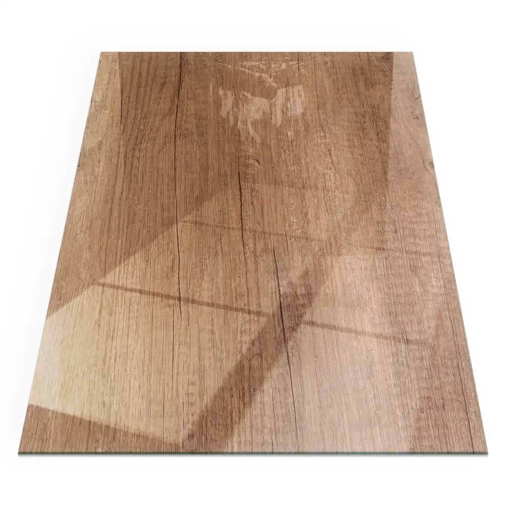 Placă de protecție dreptunghiulară pentru sobă cu aspect de lemn natural