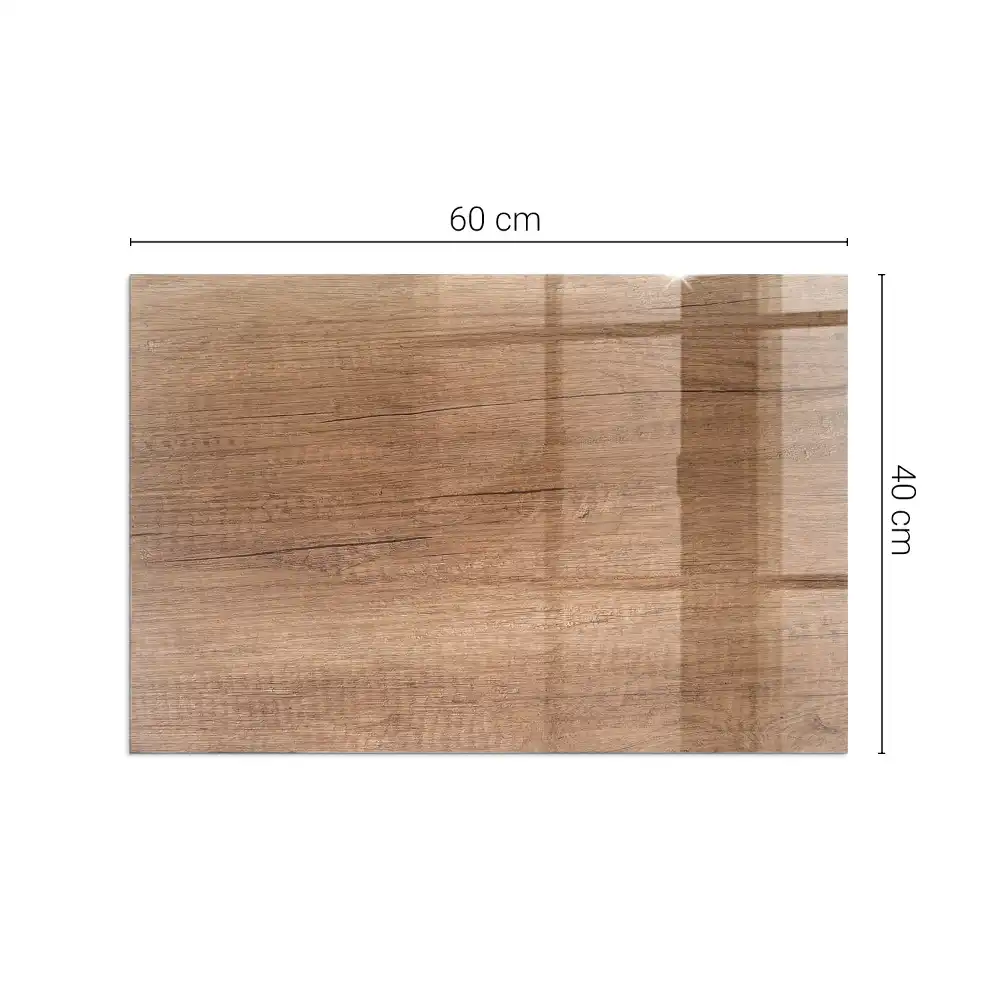 Placă de protecție dreptunghiulară pentru sobă cu aspect de lemn natural