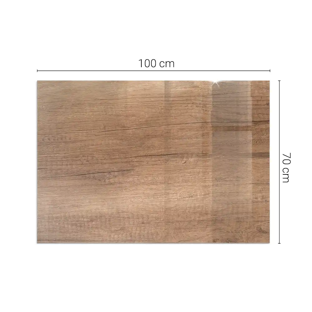 Placă de protecție dreptunghiulară pentru sobă cu aspect de lemn natural