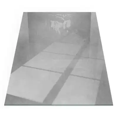 Placă dreptunghiulară din sticlă securizată pentru protecția podelei sub sobă cu textură de beton