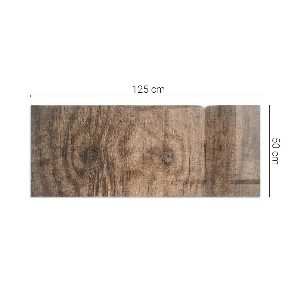 Placă de sticlă dreptunghiulară pentru șemineu cu model natural de lemn