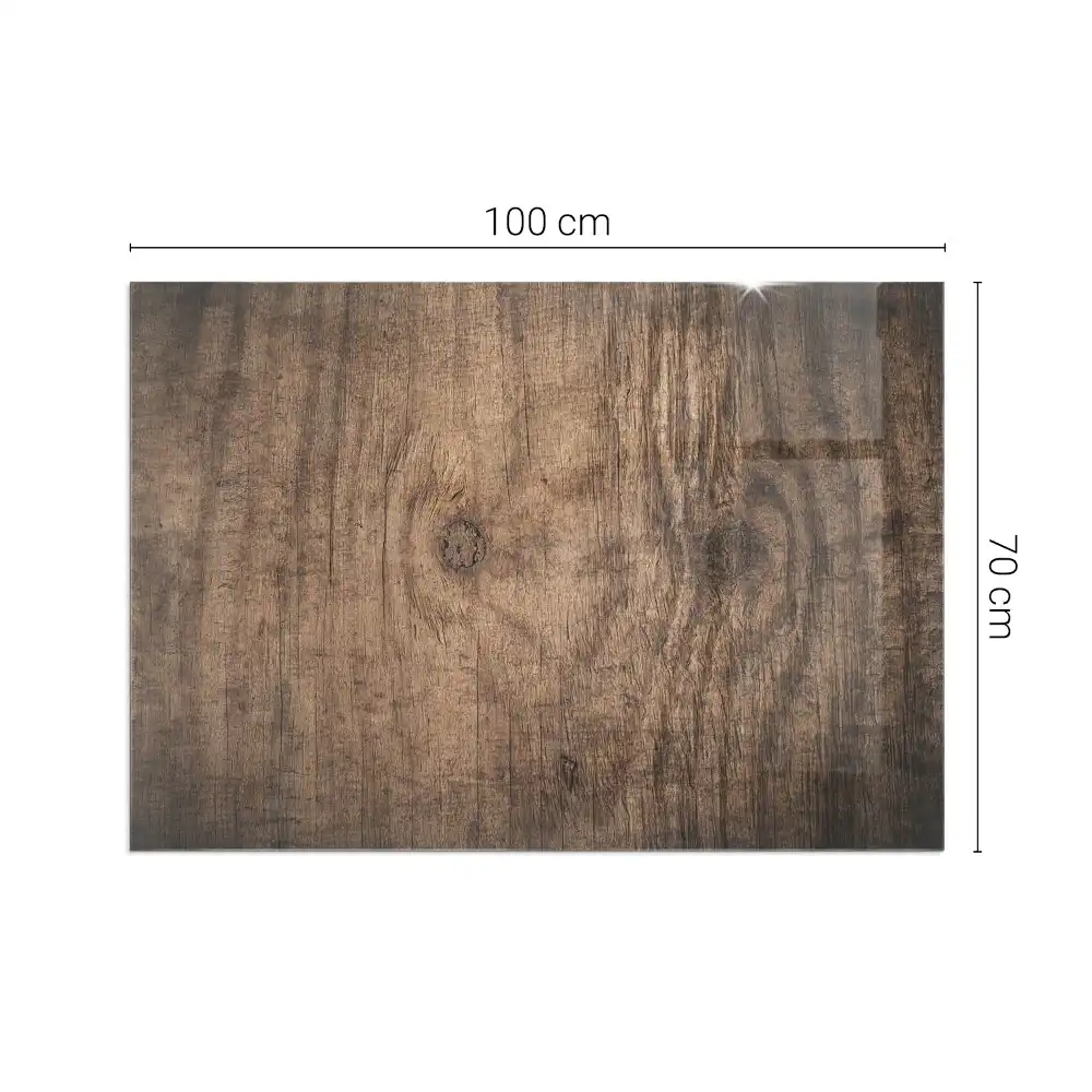 Placă de sticlă dreptunghiulară pentru șemineu cu model natural de lemn