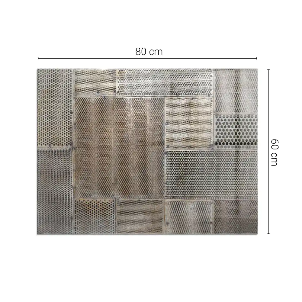 Placă dreptunghiulară din sticlă securizată pentru protecție sub sobă cu model de tablă perforată
