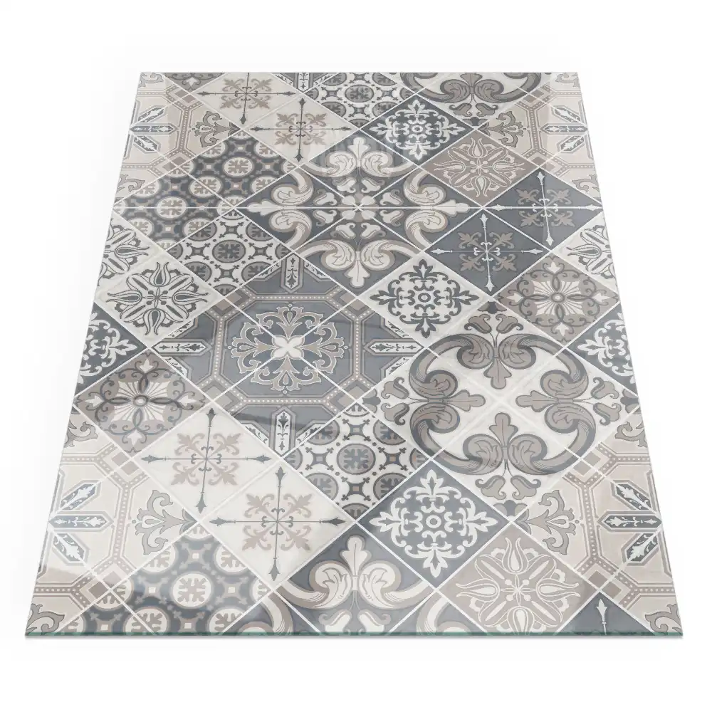 Protecție dreptunghiulară sub sobă cu model de mozaic decorativ