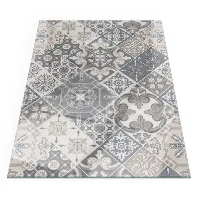 Protecție dreptunghiulară sub sobă cu model de mozaic decorativ