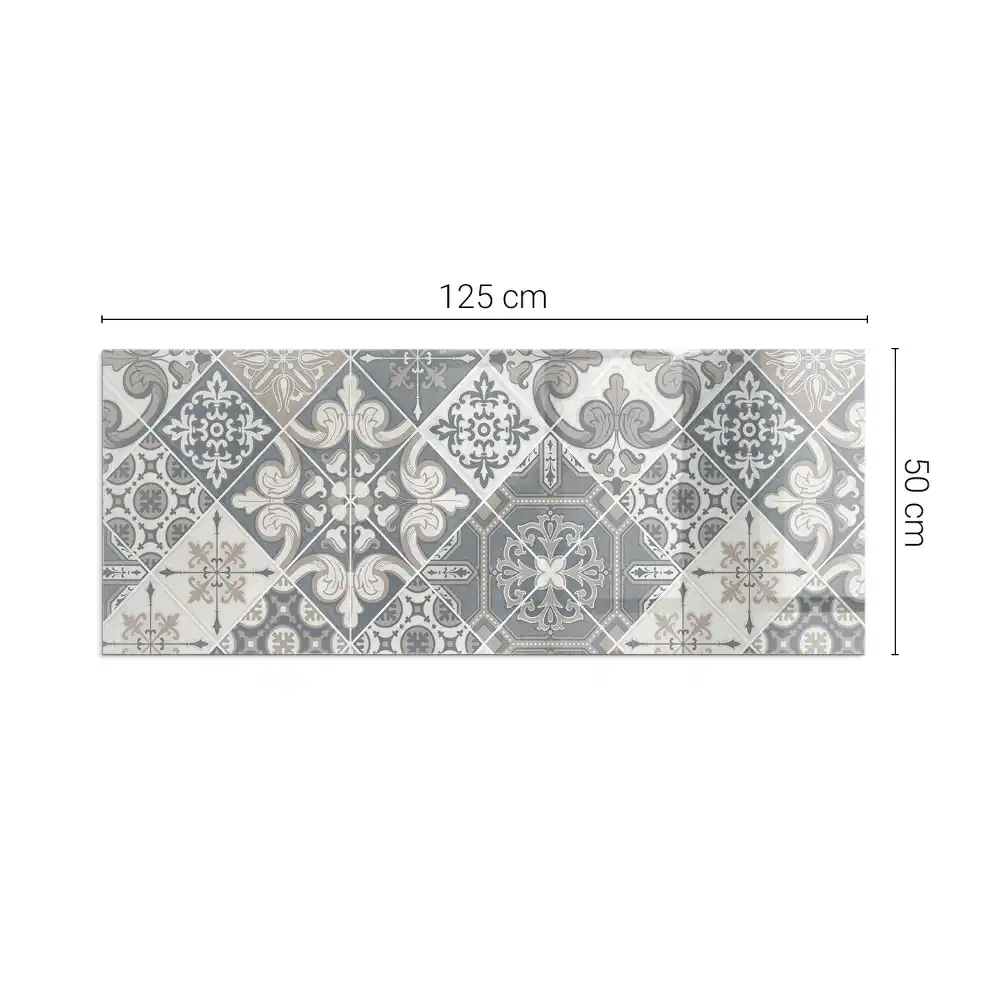 Protecție dreptunghiulară sub sobă cu model de mozaic decorativ
