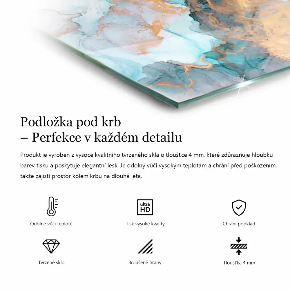 Protecție dreptunghiulară sub sobă cu model de mozaic decorativ