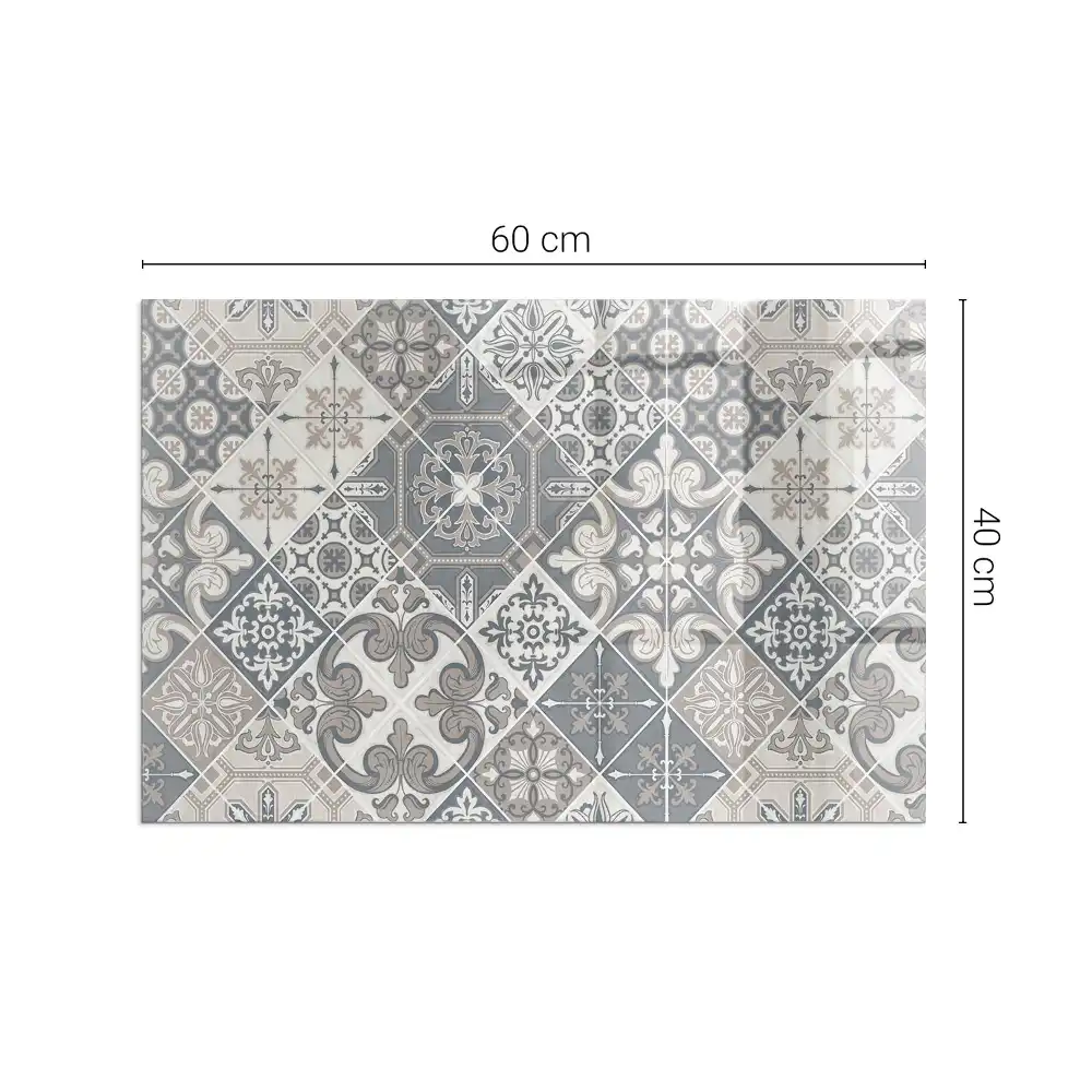 Protecție dreptunghiulară sub sobă cu model de mozaic decorativ