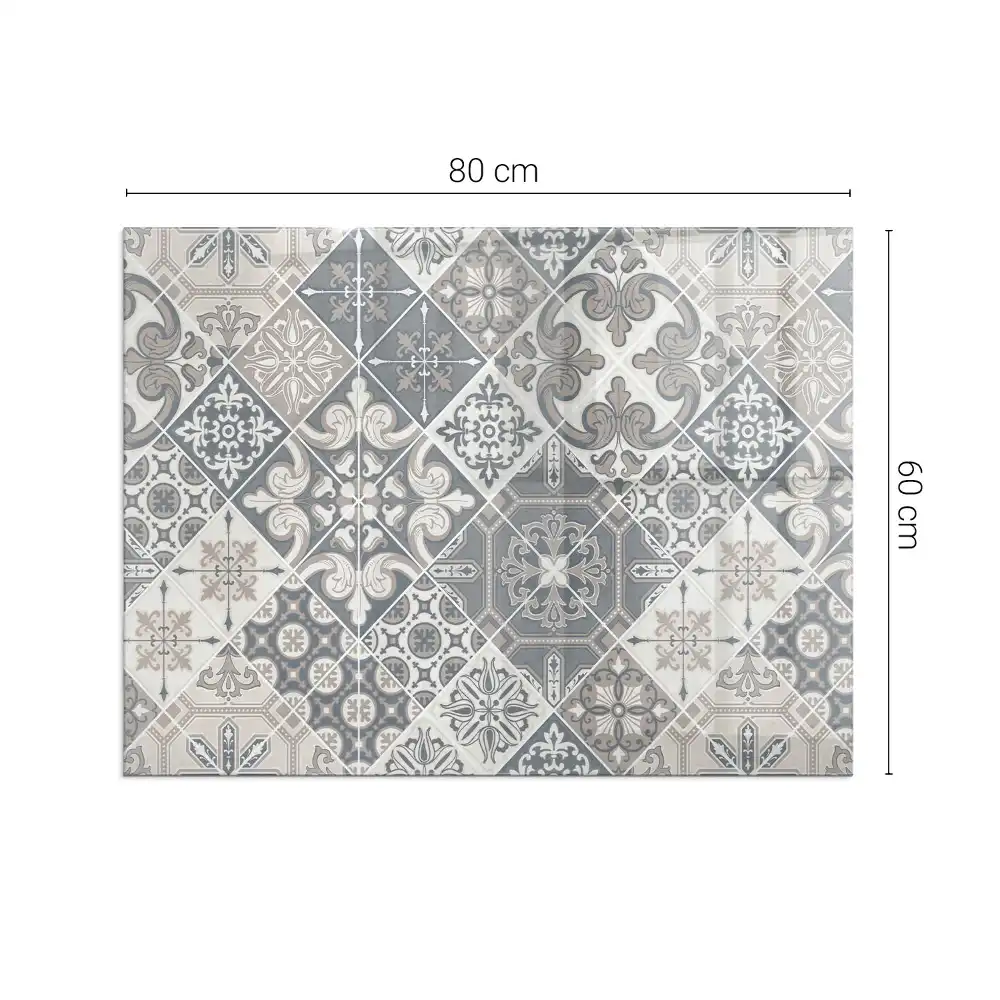 Protecție dreptunghiulară sub sobă cu model de mozaic decorativ