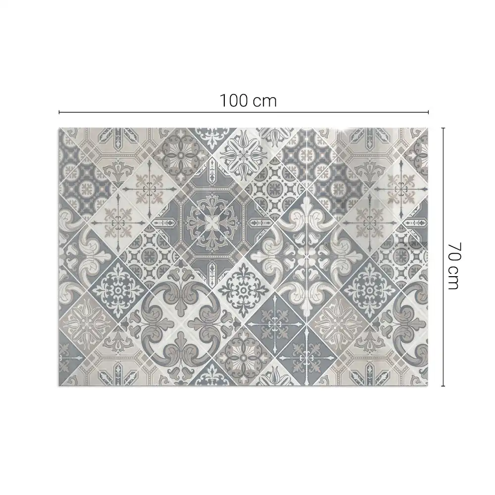 Protecție dreptunghiulară sub sobă cu model de mozaic decorativ