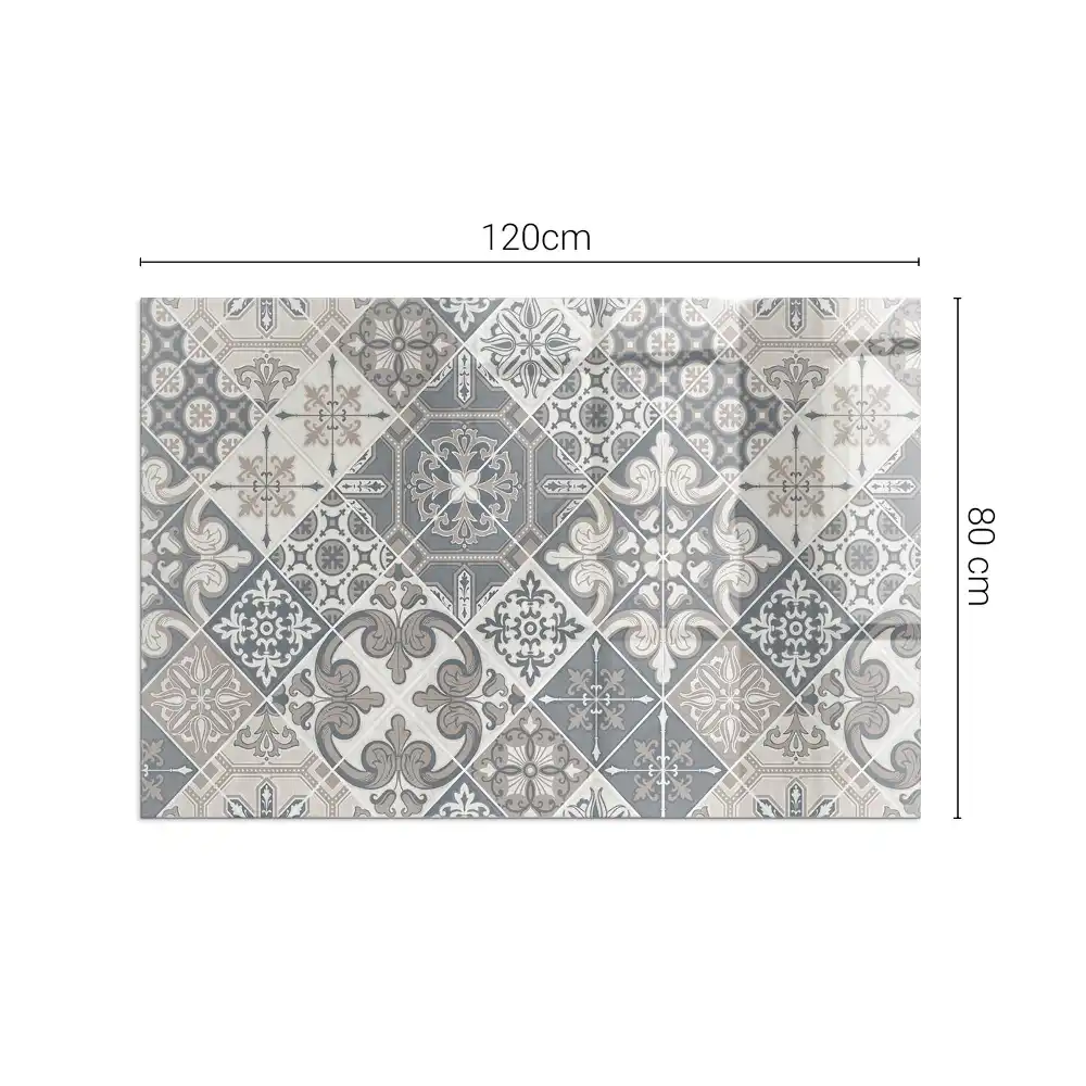 Protecție dreptunghiulară sub sobă cu model de mozaic decorativ