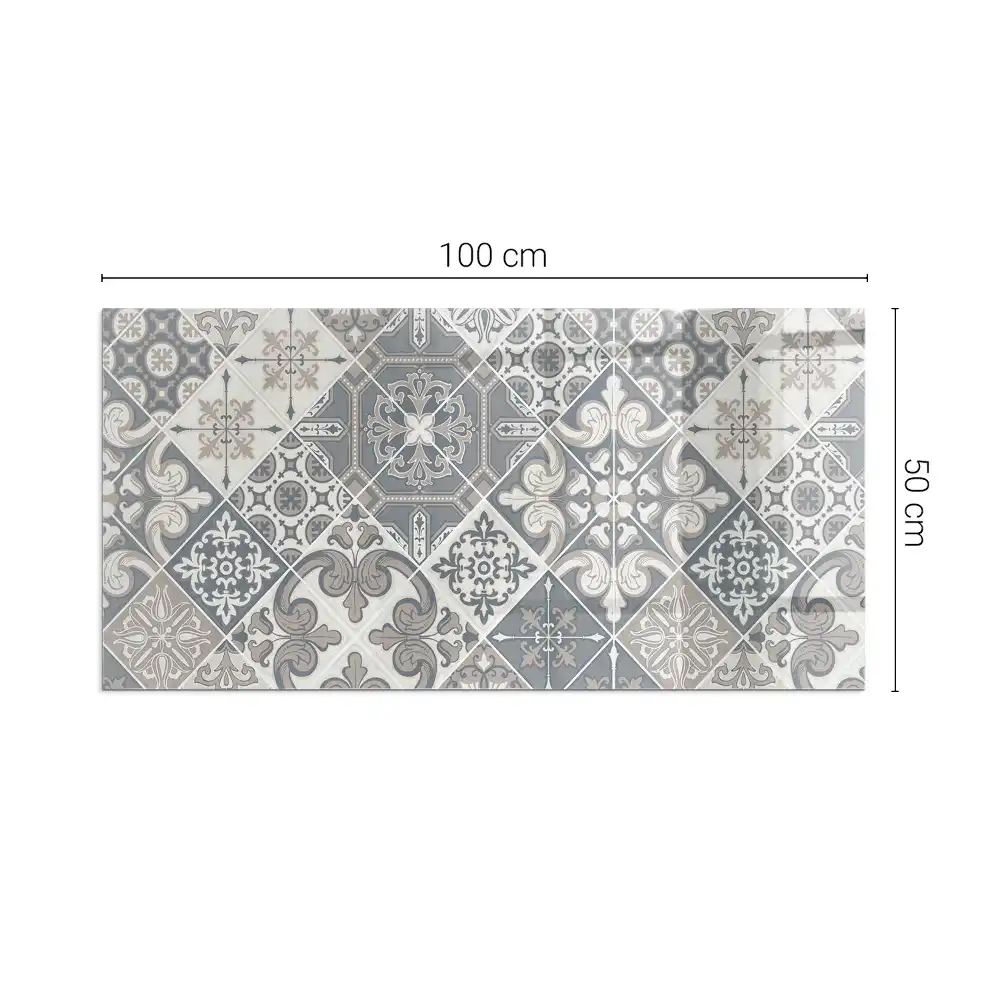 Protecție dreptunghiulară sub sobă cu model de mozaic decorativ