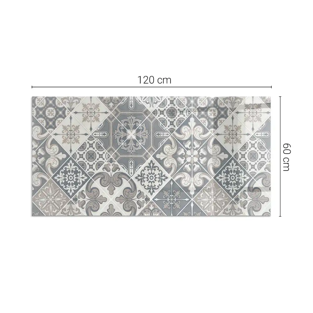 Protecție dreptunghiulară sub sobă cu model de mozaic decorativ