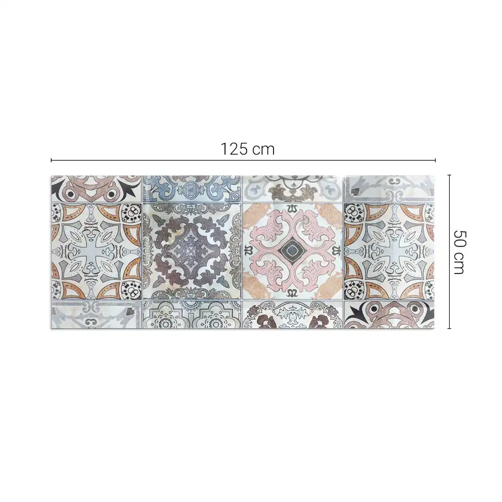Protecție dreptunghiulară sub sobă cu design de mozaic
