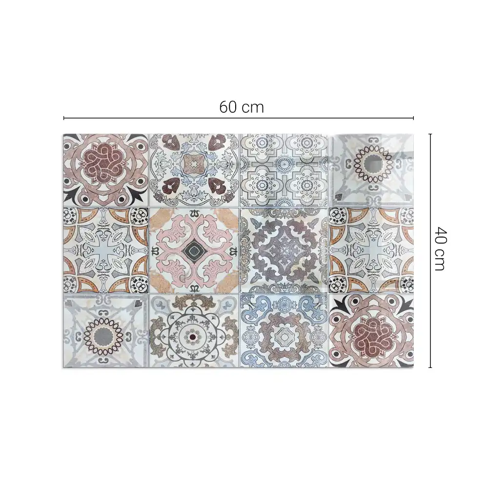 Protecție dreptunghiulară sub sobă cu design de mozaic