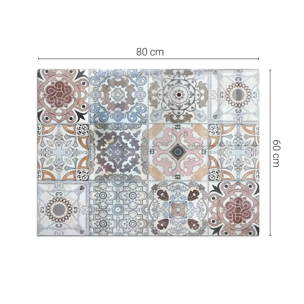 Protecție dreptunghiulară sub sobă cu design de mozaic