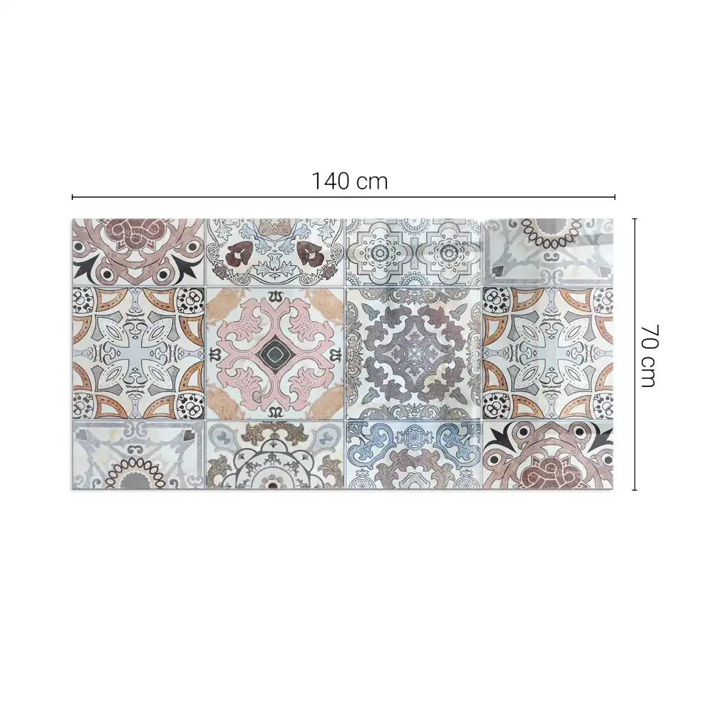 Protecție dreptunghiulară sub sobă cu design de mozaic