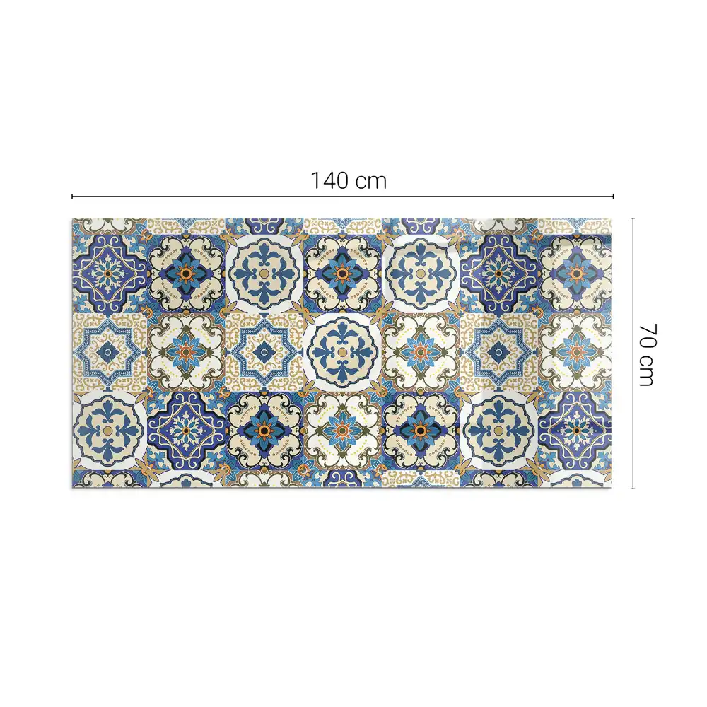 Placă dreptunghiulară din sticlă securizată pentru protecția sub sobă cu model floral tip mozaic