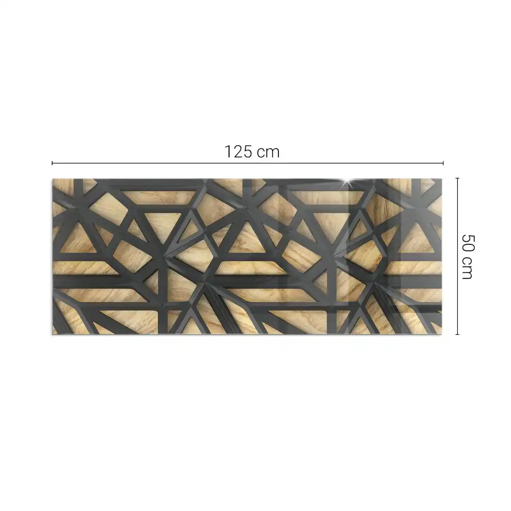 Protecție dreptunghiulară sub sobă cu model geometric și imitație de lemn