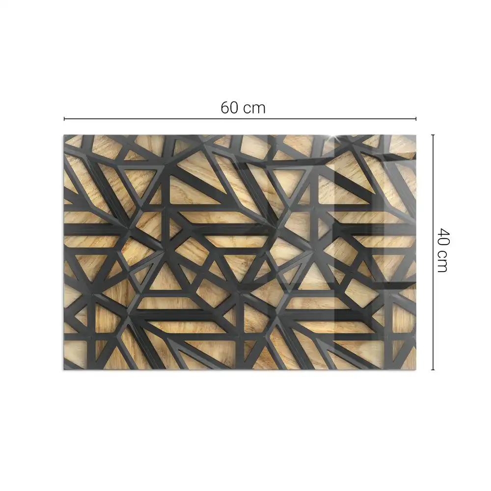 Protecție dreptunghiulară sub sobă cu model geometric și imitație de lemn