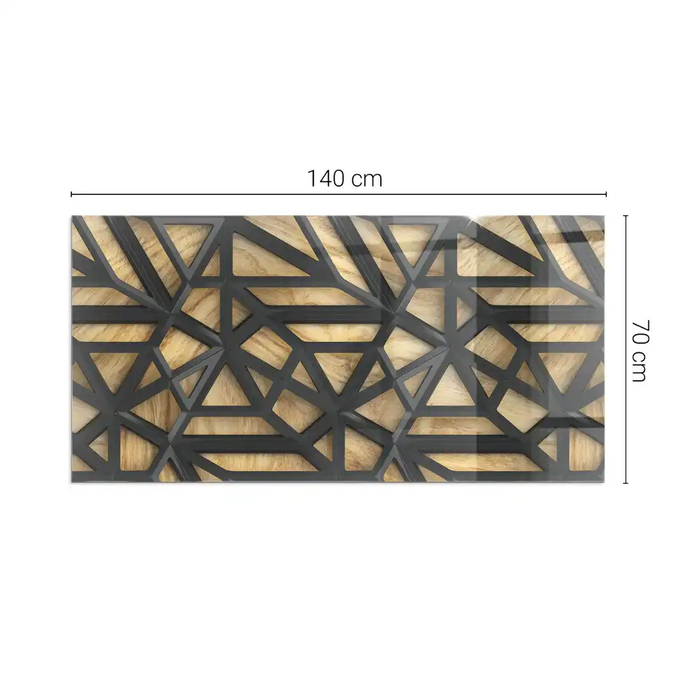 Protecție dreptunghiulară sub sobă cu model geometric și imitație de lemn