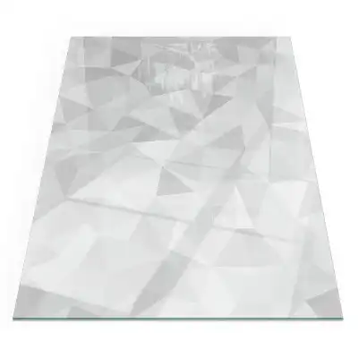 Placă dreptunghiulară din sticlă securizată pentru protecția podelei sub sobă cu model geometric abstract