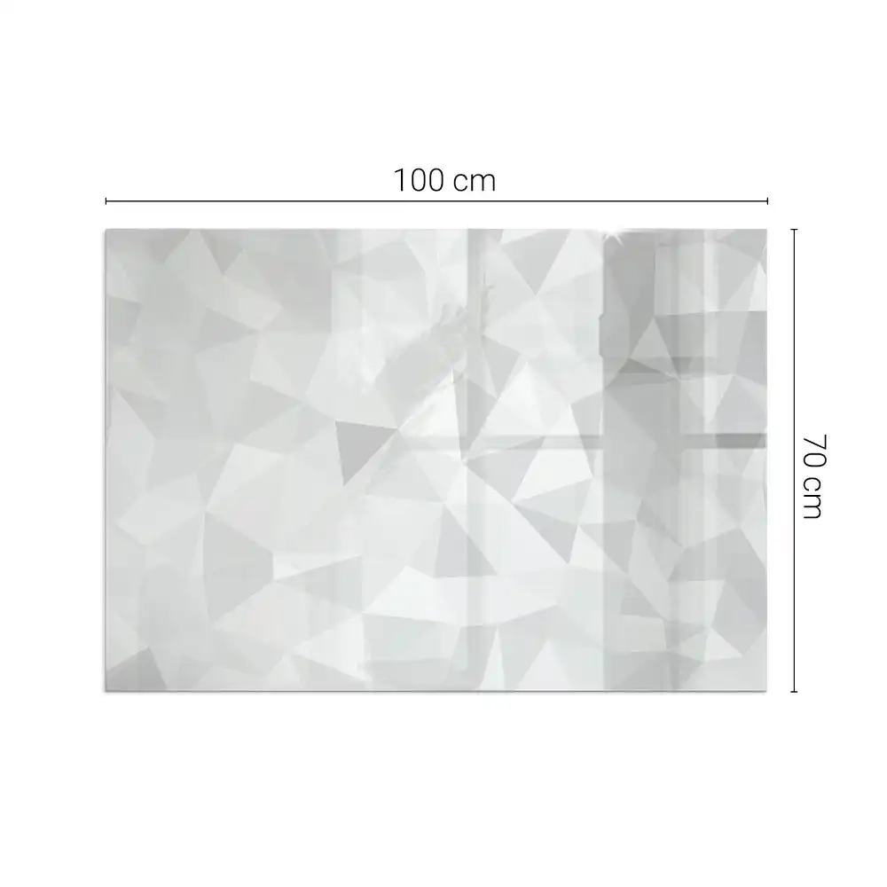 Placă dreptunghiulară din sticlă securizată pentru protecția podelei sub sobă cu model geometric abstract