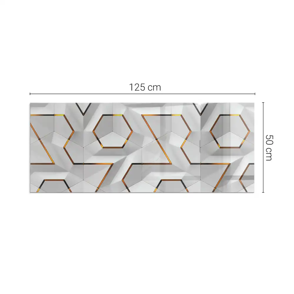 Placă dreptunghiulară din sticlă securizată pentru protecție sub sobă cu model geometric 3d