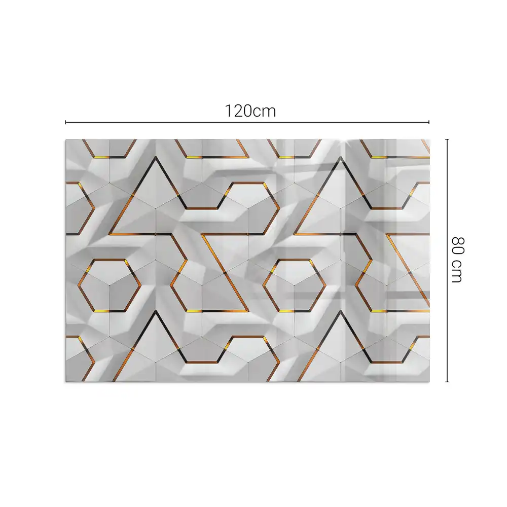 Placă dreptunghiulară din sticlă securizată pentru protecție sub sobă cu model geometric 3d