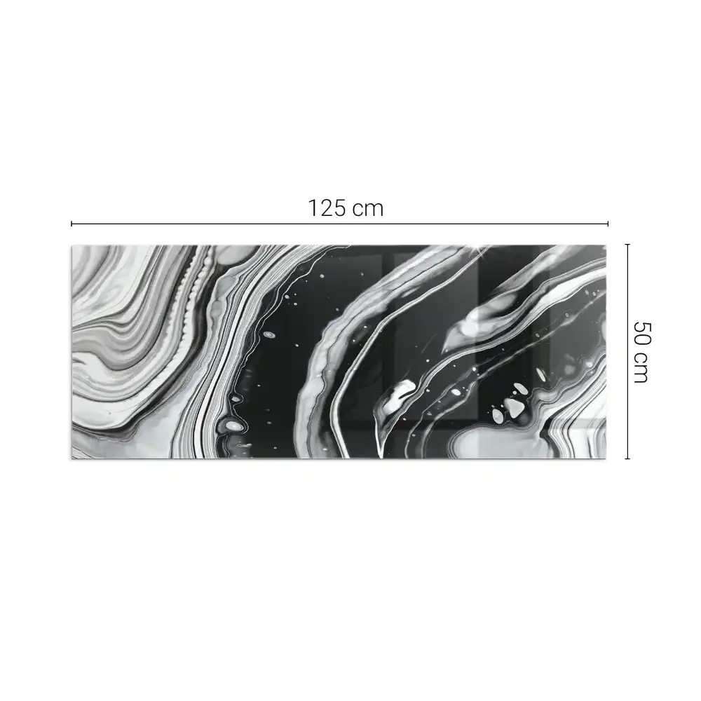 Placă dreptunghiulară din sticlă pentru șemineu cu model abstract de valuri și linii