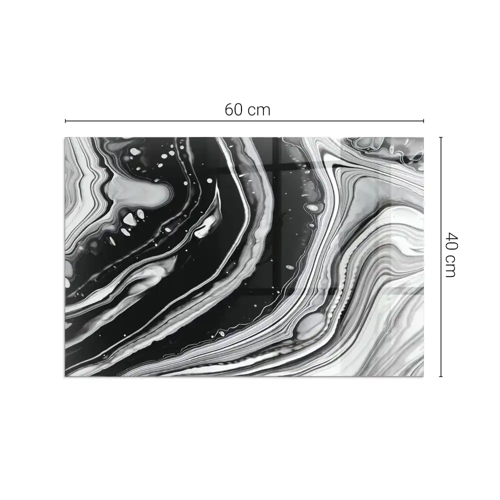Placă dreptunghiulară din sticlă pentru șemineu cu model abstract de valuri și linii