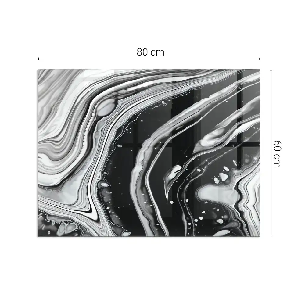 Placă dreptunghiulară din sticlă pentru șemineu cu model abstract de valuri și linii