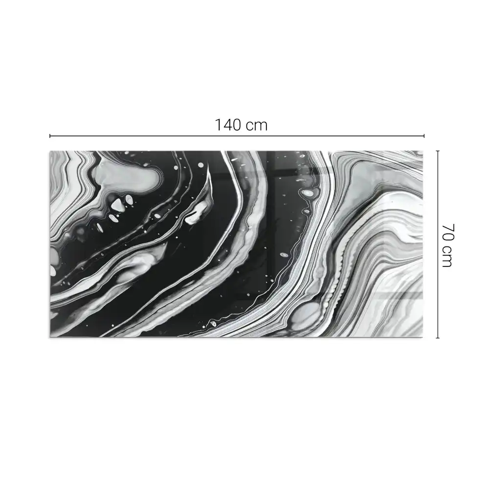 Placă dreptunghiulară din sticlă pentru șemineu cu model abstract de valuri și linii